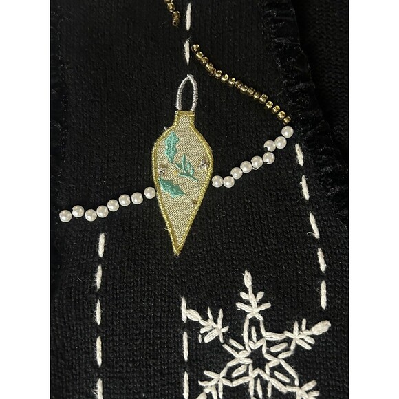 Design Originals Studio Joy Christmas Sweater Vest Holiday Black Snowflakes XL - Picture 7 of 12